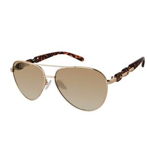 Jessica Simpson /Metal Aviator Pilot Sunglasses in Gold & Leopard